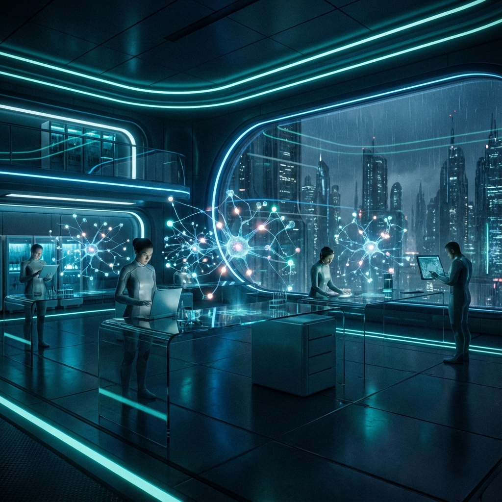 Futuristic AI Research Laboratory